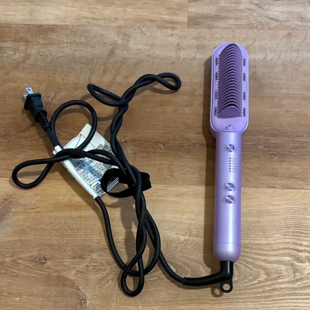 Purple Hair Styling Wavy Talk Straightener Brush